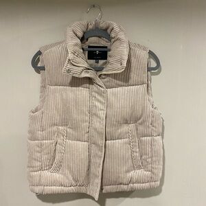 7 For All Mankind Corduroy Puffer Vest in Beige